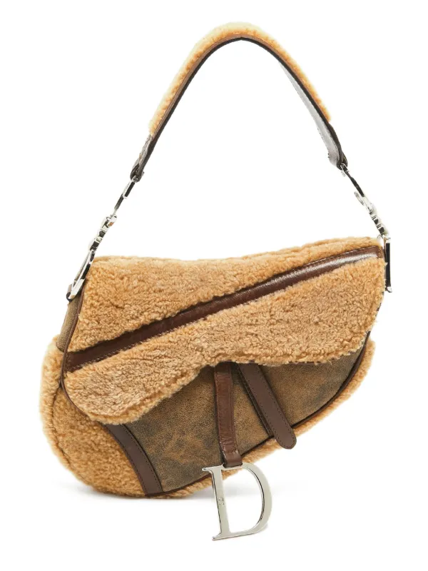 Christian Dior Pre-Owned Shearling Shoulder Bag Neutrals FARFETCH PH