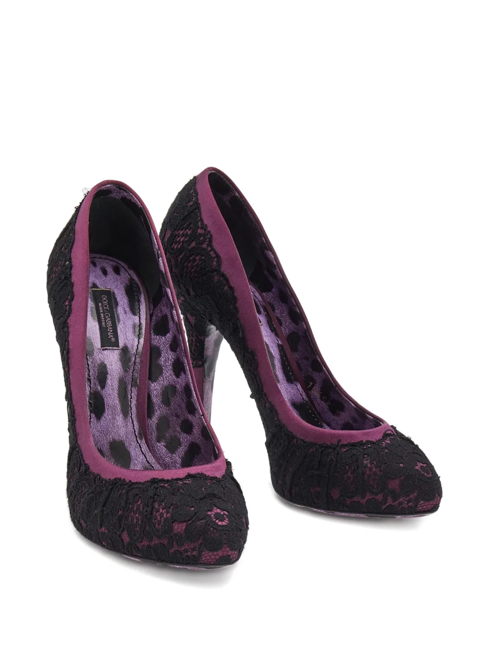 Dolce & Gabbana Pre-Owned Satijnen pumps met kant - Paars
