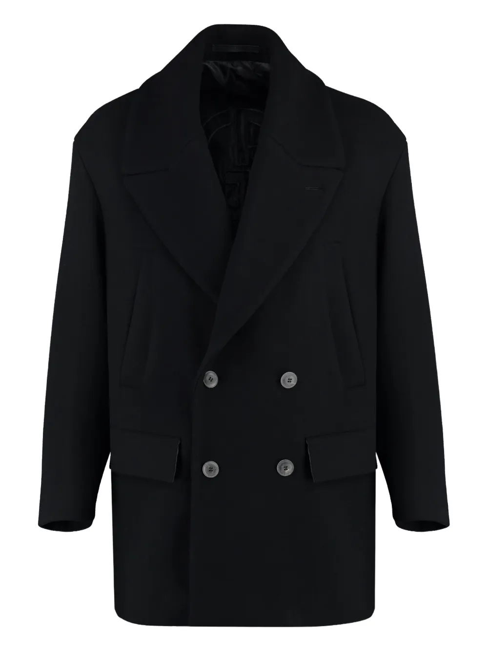 Giorgio Armani double-breasted notched-lapel coat Zwart