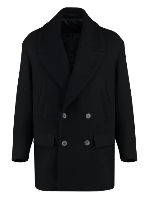 Giorgio Armani 노치드 라펠 더블 브레스티드 코트