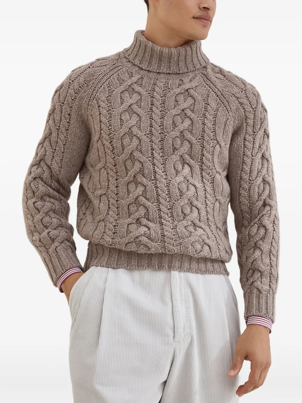 Brunello Cucinelli Kabelgebreide trui Beige