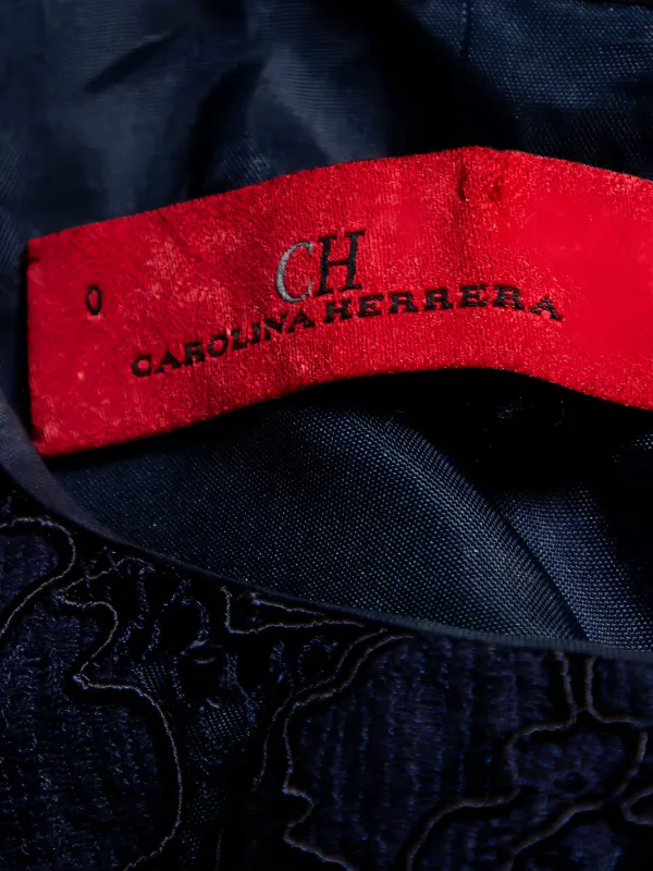 Carolina Herrera Peplum Lace Midi Dress - Blue