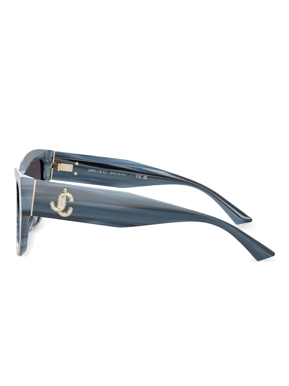 Jimmy Choo Eyewear Gestreepte zonnebril verfraaid met kristallen Blauw