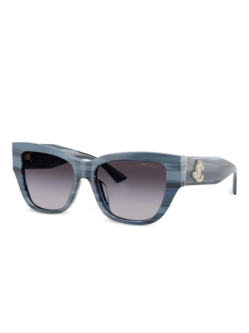 Jimmy Choo Eyewear Gestreepte zonnebril verfraaid met kristallen - Blauw