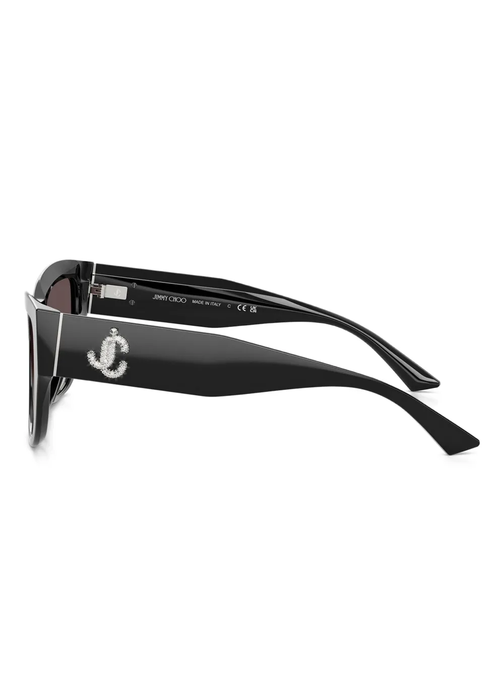 Jimmy Choo Eyewear Zonnebril met cat-eye montuur en kristallen Zwart