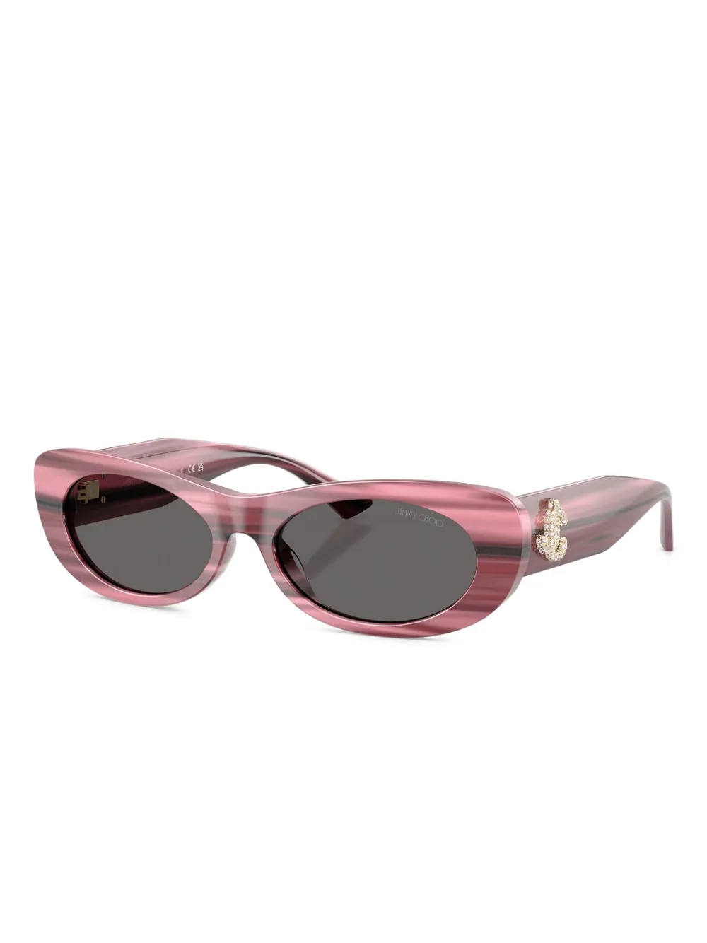 Jimmy Choo Eyewear Zonnebril met gestreept ovalen montuur - Roze