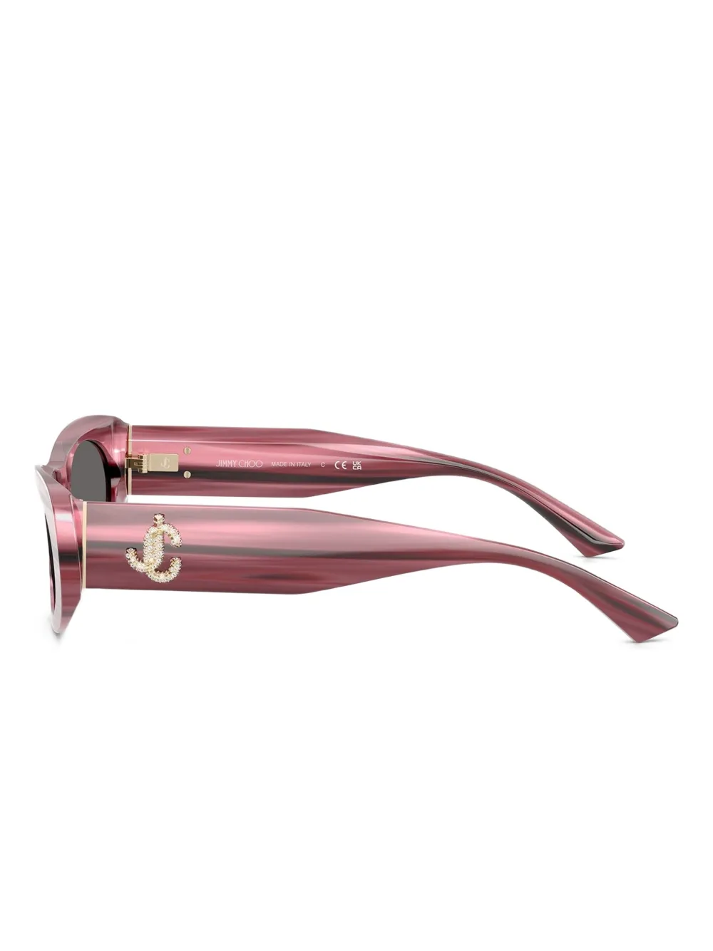 Jimmy Choo Eyewear Zonnebril met gestreept ovalen montuur Roze