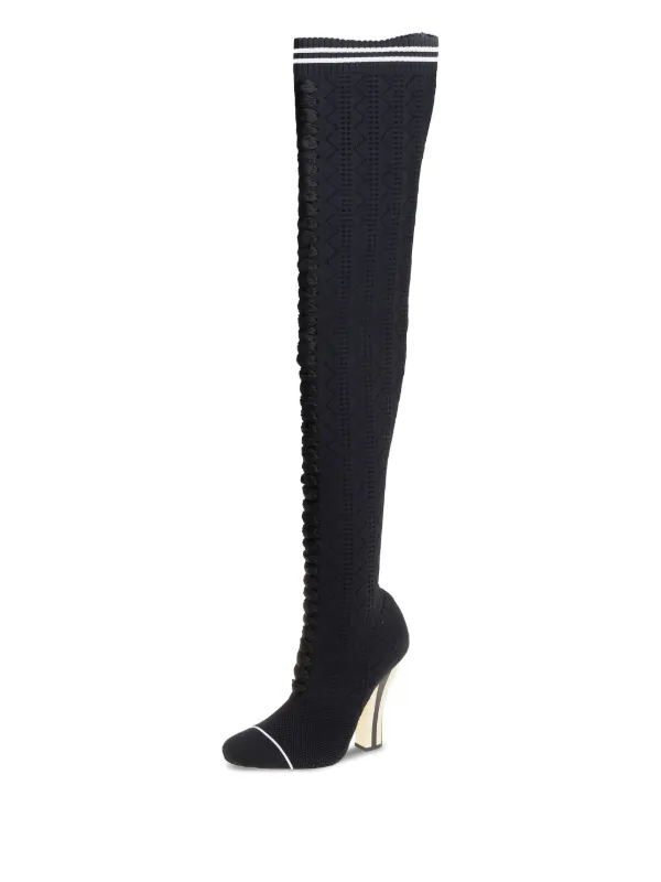 Fendi Pre-Owned 115mm lace-up thigh-high Boots Black