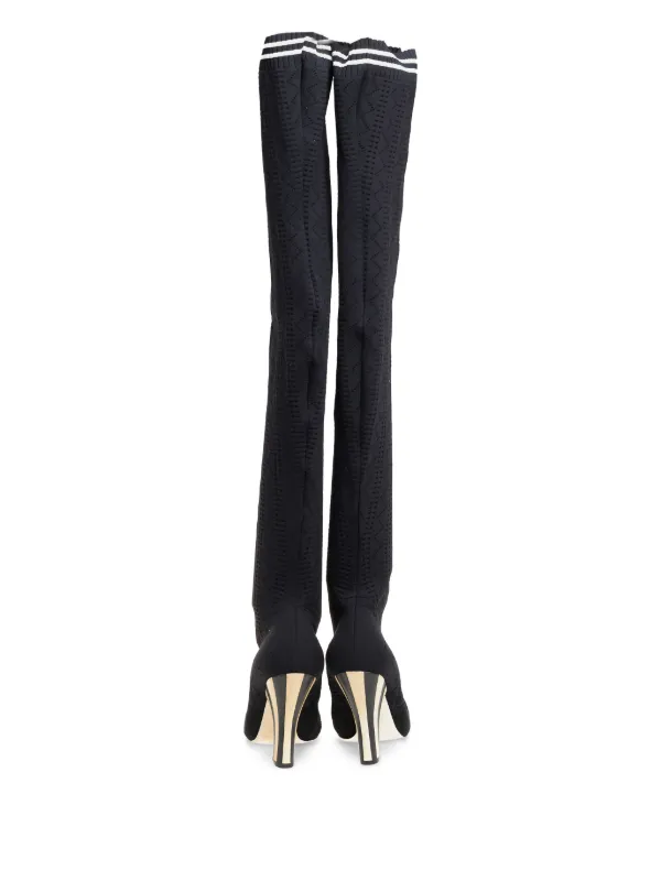Fendi Pre-Owned 115mm lace-up thigh-high Boots Black FARFETCH ID