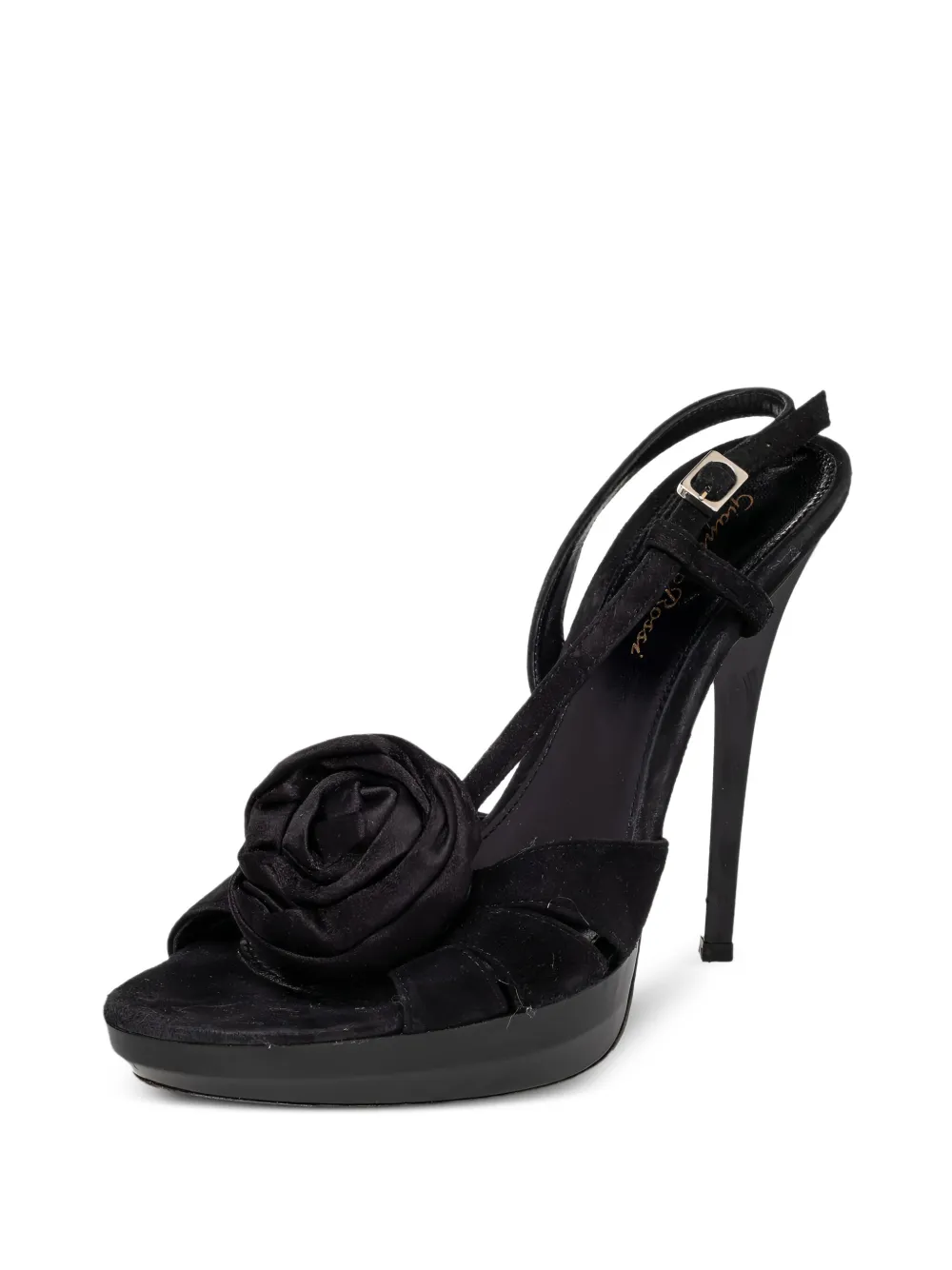 Gianvito Rossi Pre-owned 125 mm sandalen met plateauzool en roosdetail - Zwart