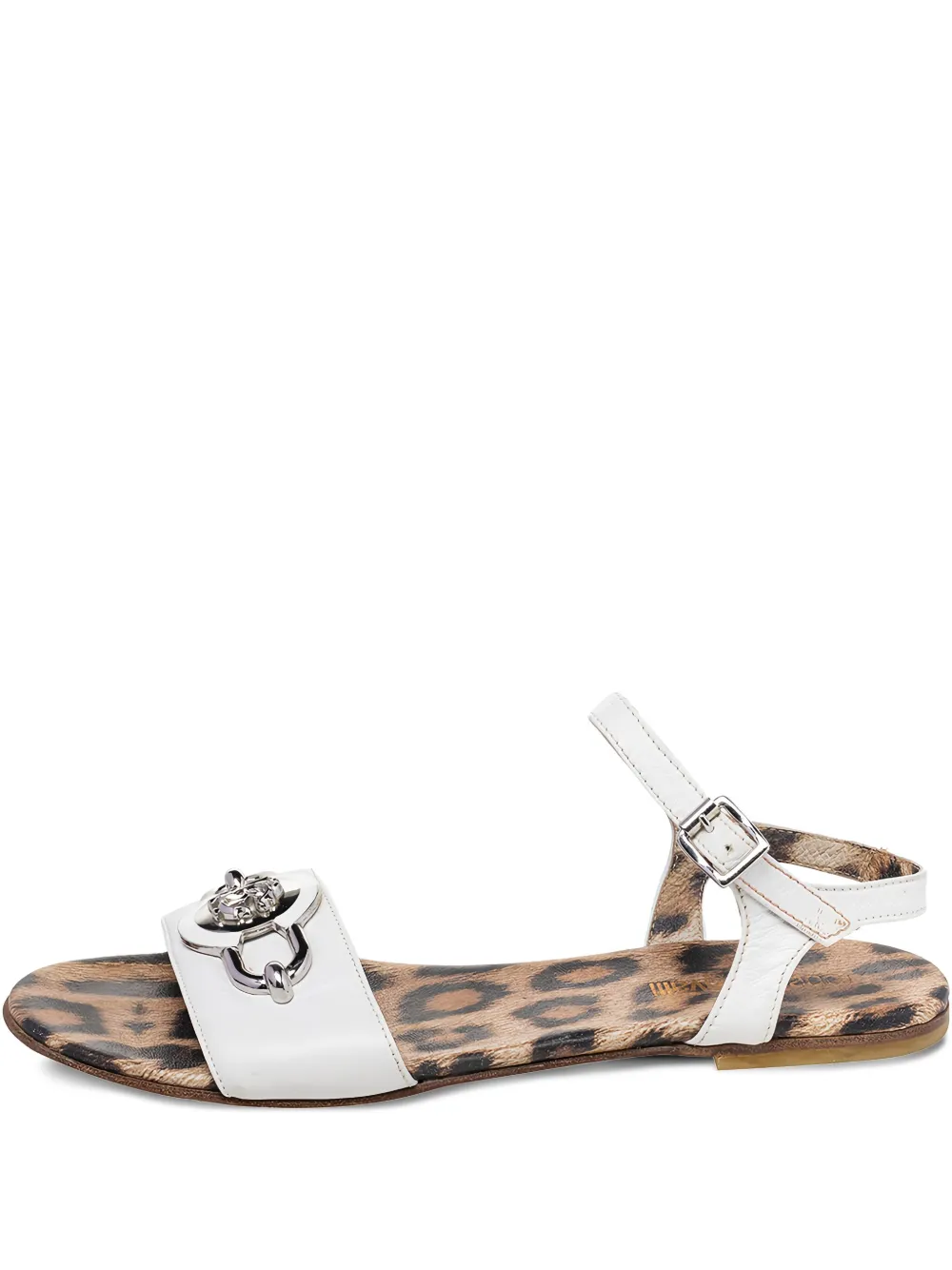 pre-owned leopard-print leather sandals
