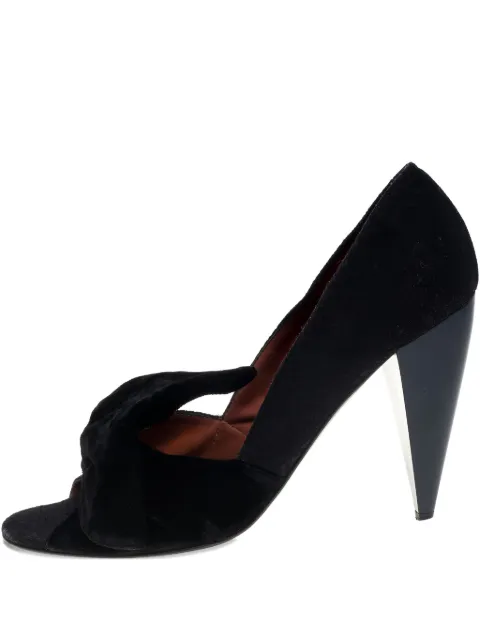 Lanvin Pre-Owned 105mm velvet bow-detailing pumps
