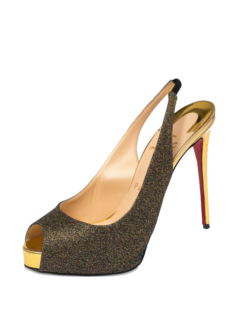 Christian Louboutin Pre-Owned Slingback pumps met plateauzool - Goud