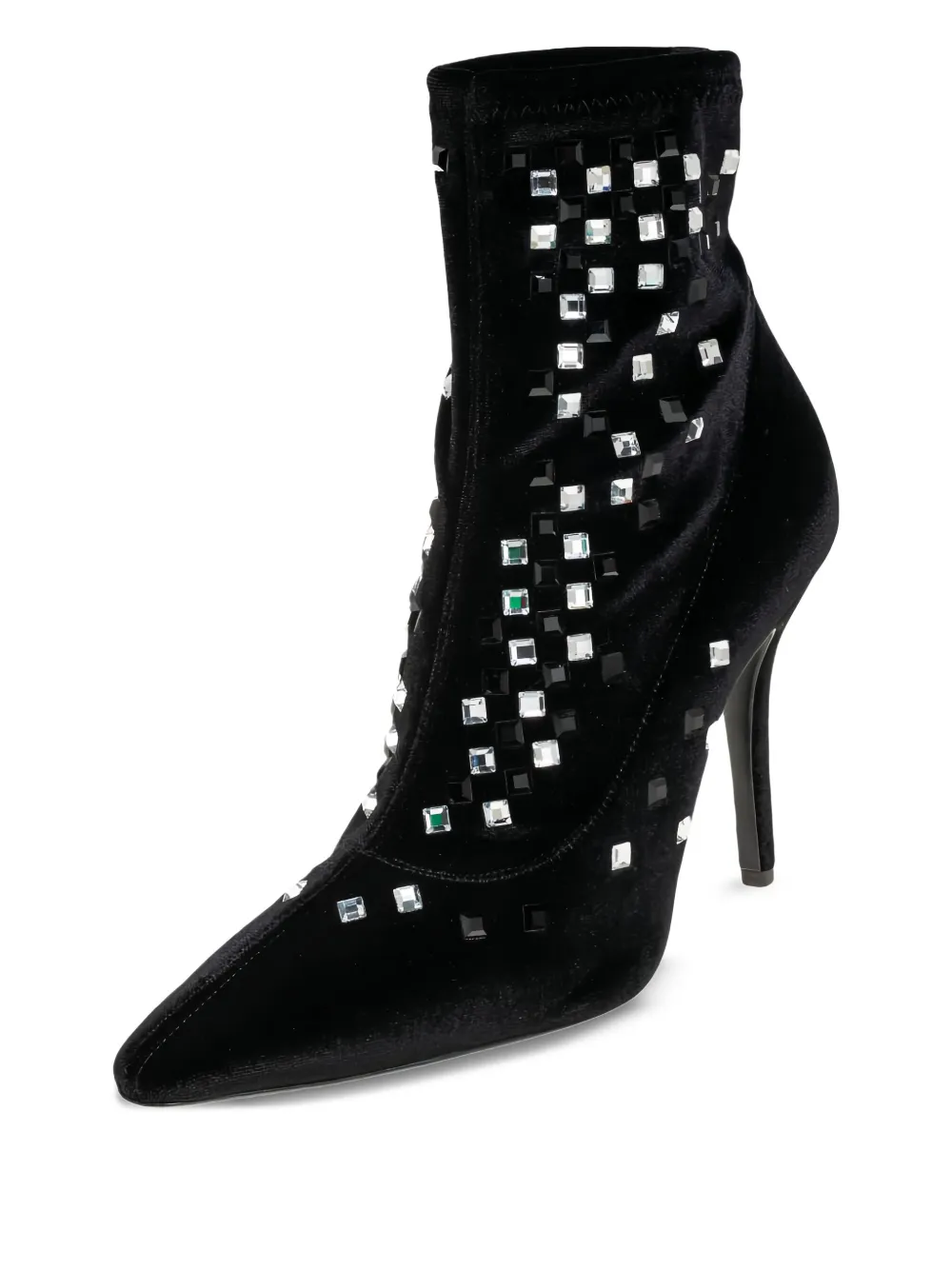 Giuseppe Zanotti Vintage 105 mm enkellaarzen verfraaid met kristallen - Zwart