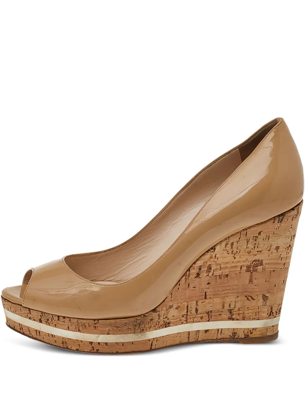 Prada Pre-Owned 110mm peep-toe cork wedge sandals | Neutrals | Image 1