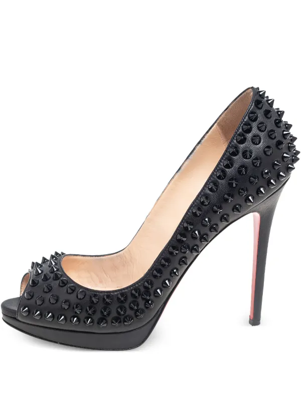 Christian Louboutin ブラックスタッズローヒールパンプス Christian Louboutin Pre-Owned スタッズパンプス | ブラック