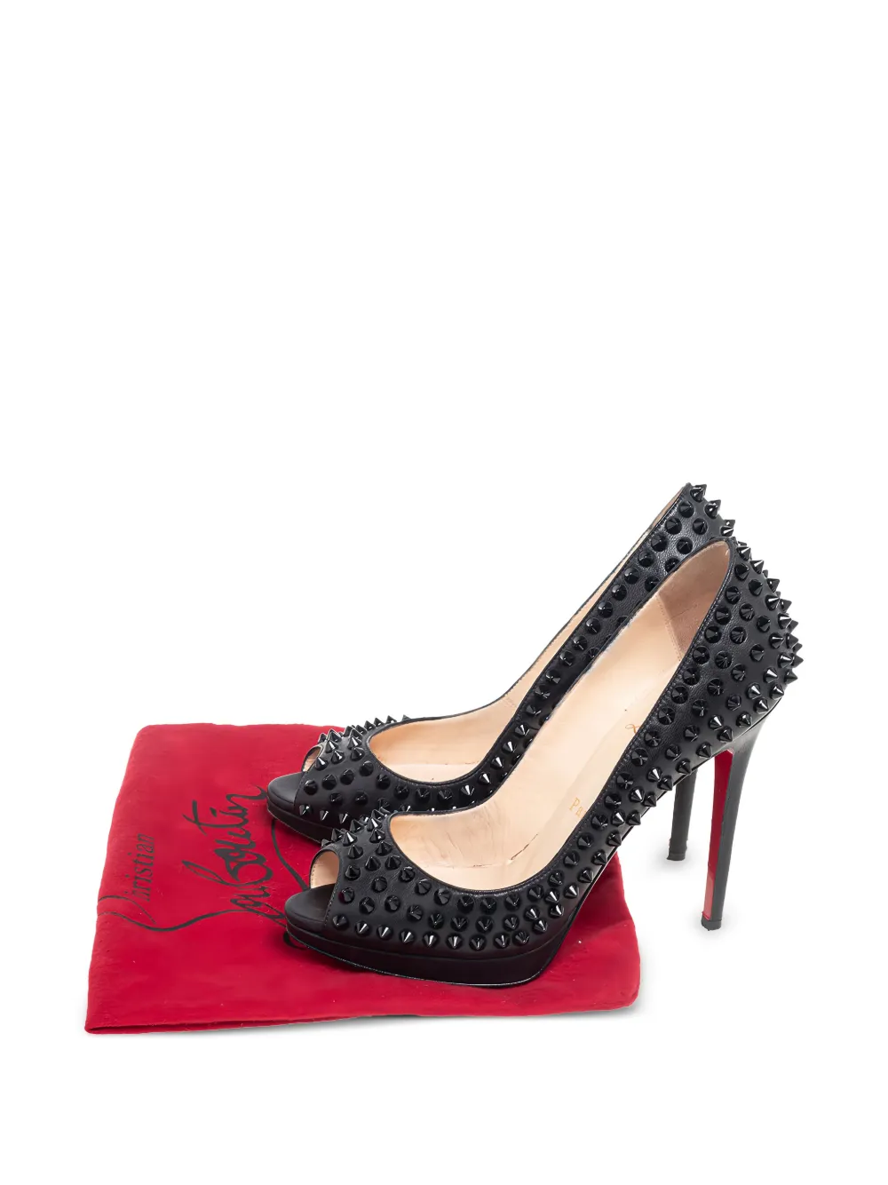 Christian Louboutin ブラックスタッズローヒールパンプス Christian Louboutin Pre-Owned スタッズパンプス | ブラック