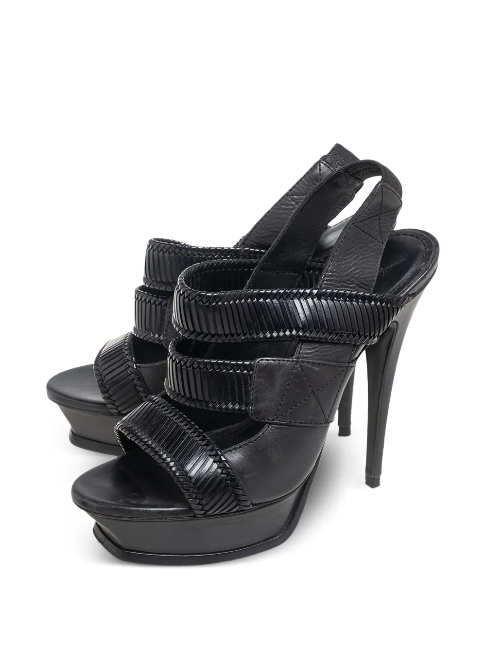 Saint Laurent Pre-Owned Sandalen met plateauzool - Zwart