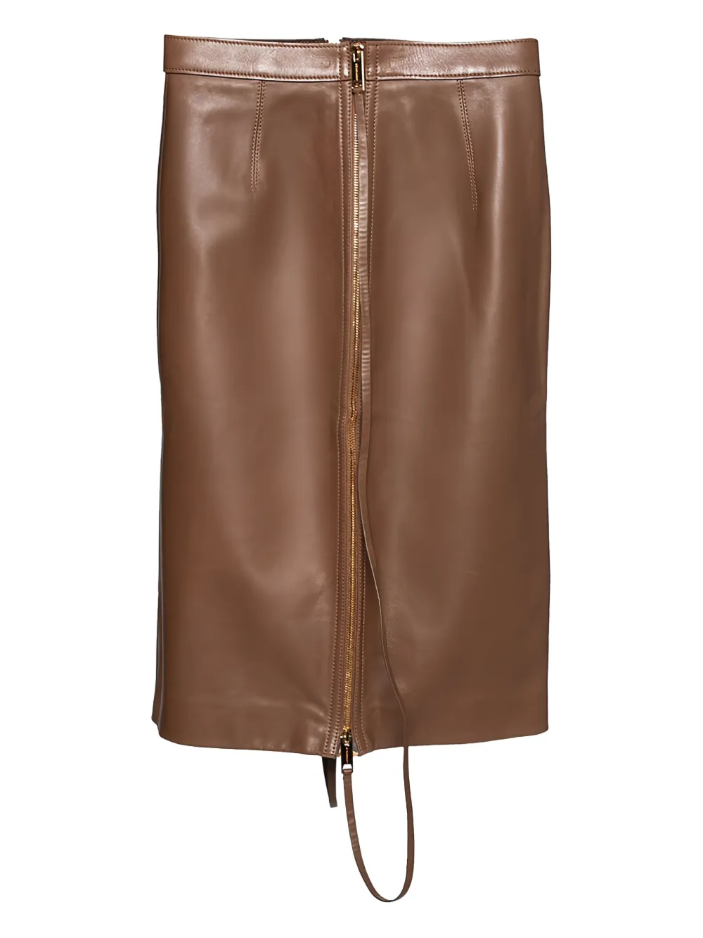 Pre-owned Burberry Leather Zipped Skirt In Brown