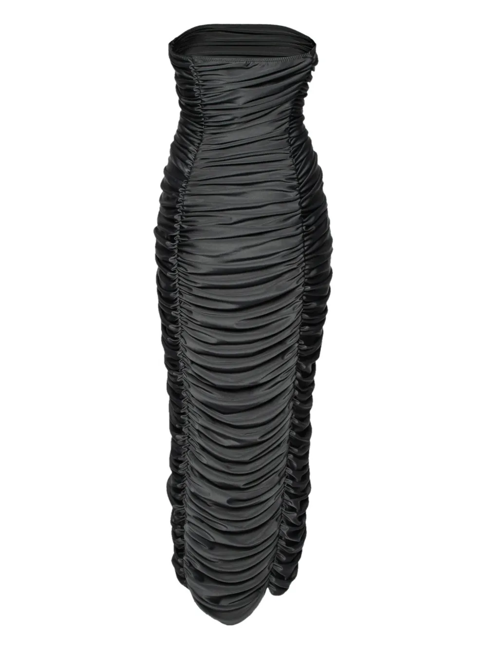 Norma Kamali Vintage Pre-owned strapless midi-jurk met ruches - Zwart