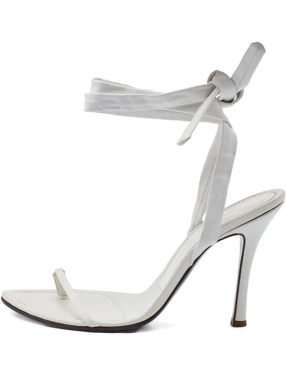 Sergio Rossi Vintage pre-owned 100mm rhinestone-embellished leather sandals - Weiß