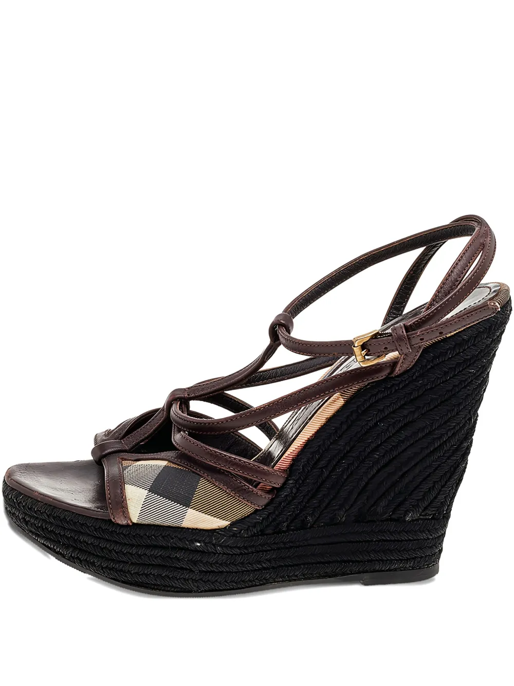 Burberry Pre-Owned 120mm leather wedge sandals | Brown | Image 1