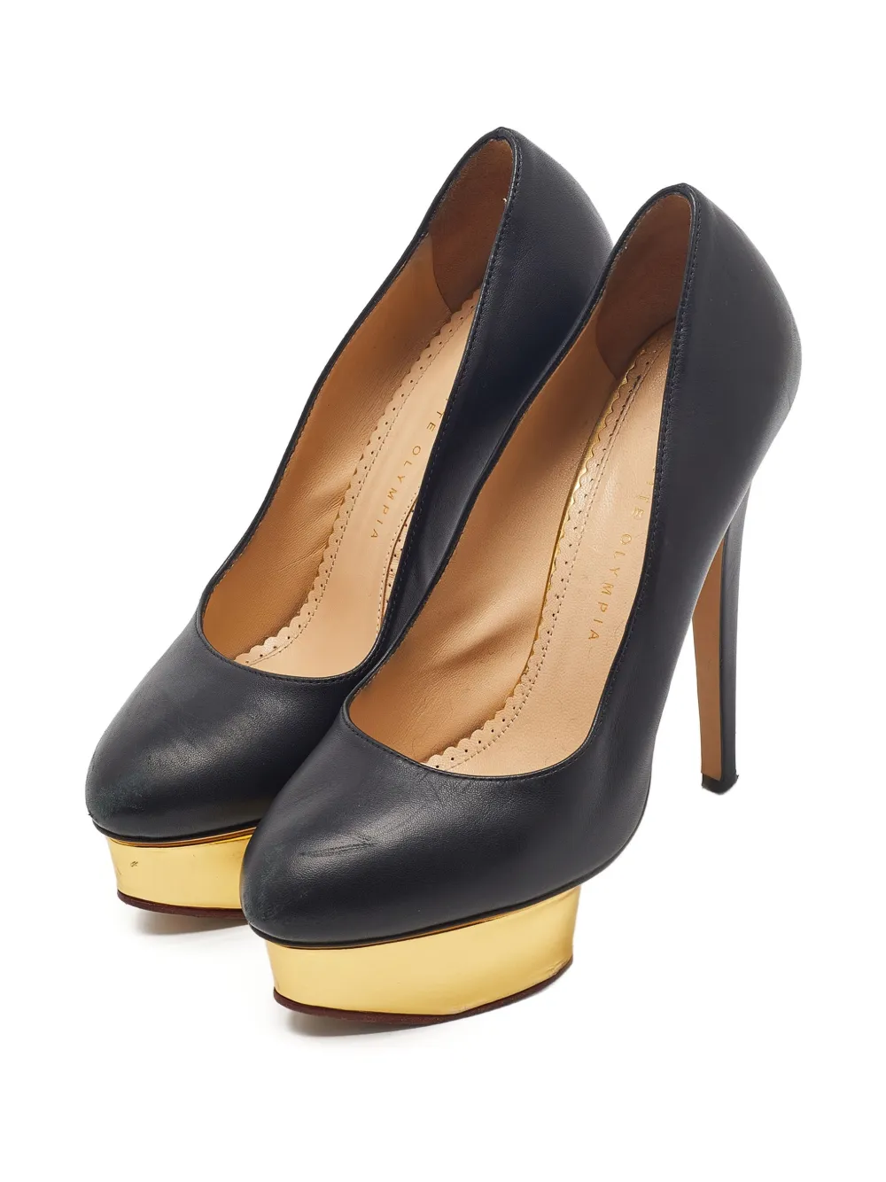 Charlotte Olympia Pre-owned 140 mm leren pumps met plateauzool - Zwart