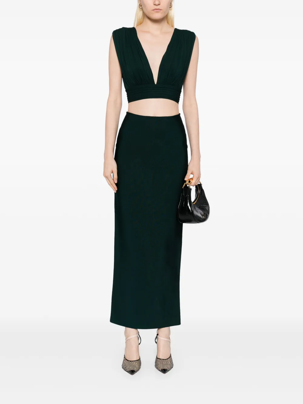 Herve L. Leroux bandage ankle length column skirt - Groen