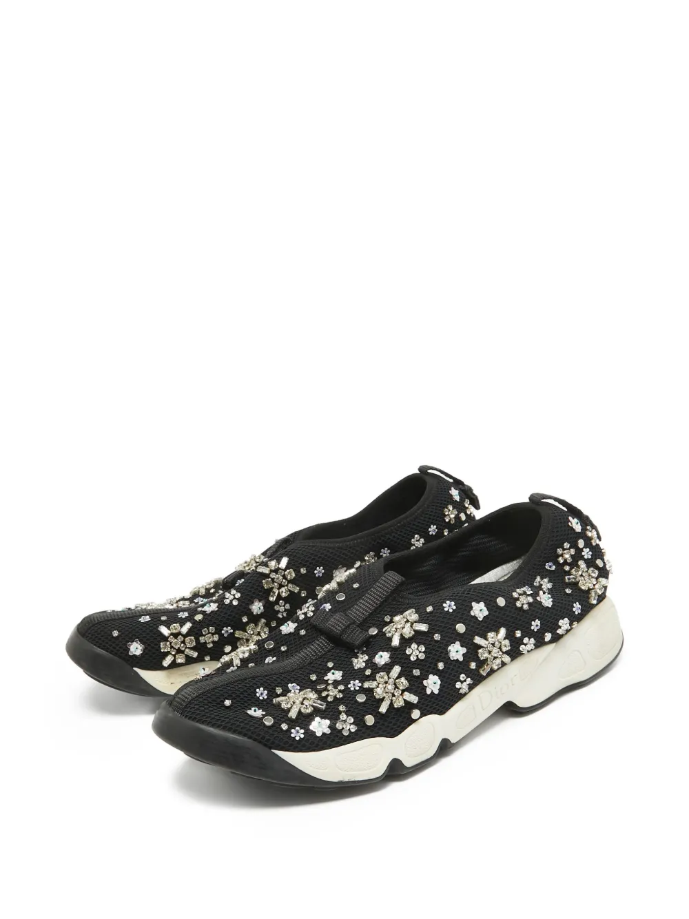 Christian Dior Pre-Owned Sneakers met bloemen-applicatie - Zwart