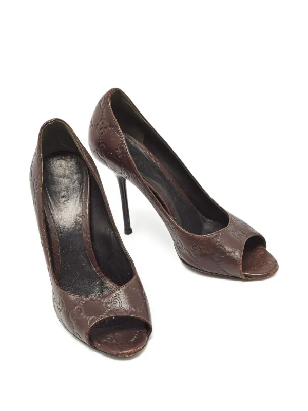 Gucci Pre-Owned 100mm Guccissima Pumps | Brown | FARFETCH NO