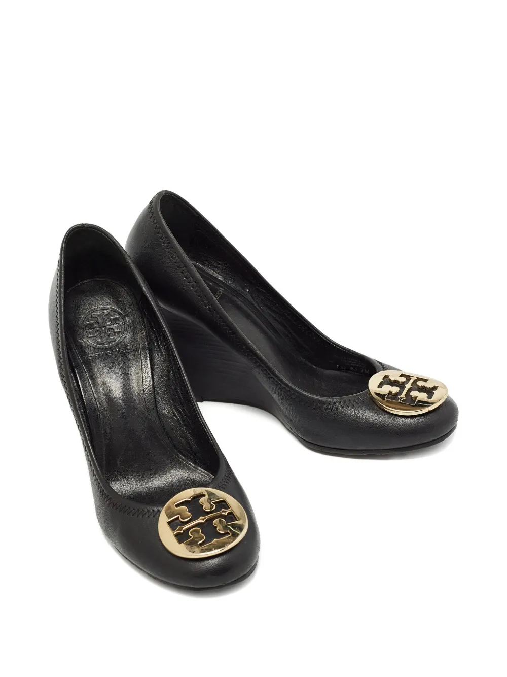 Tory Burch 90 mm leren pumps met sleehak - Zwart