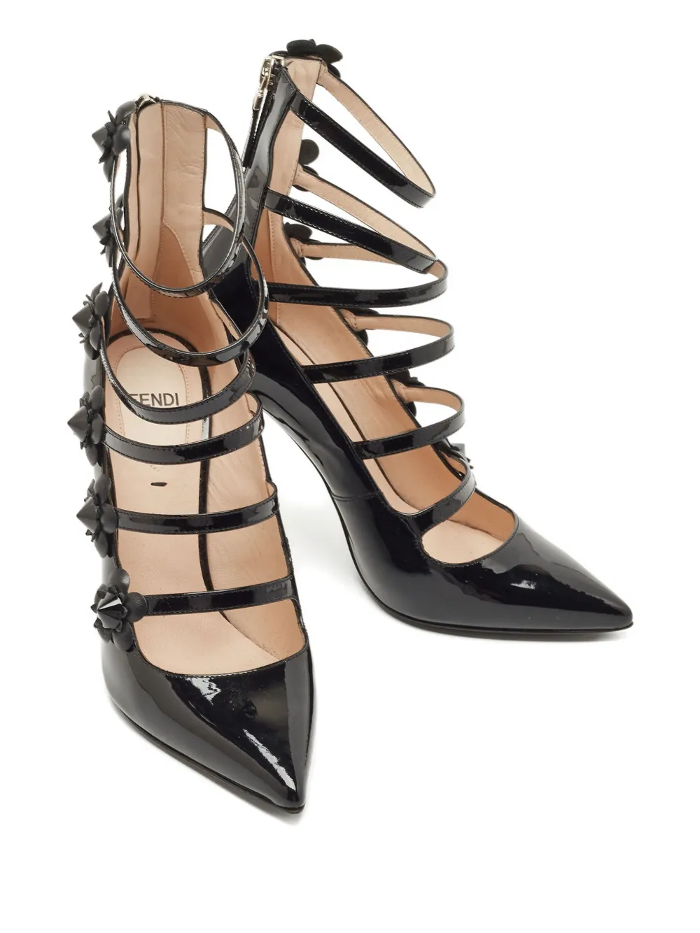 Fendi Pre-Owned 100 mm Flowerland lakleren pumps - Zwart