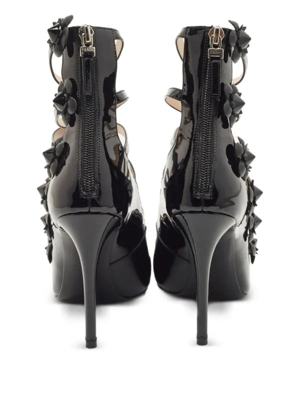 Fendi Pre-Owned 100mm Flowerland patent-leather Pumps Black FARFETCH IN