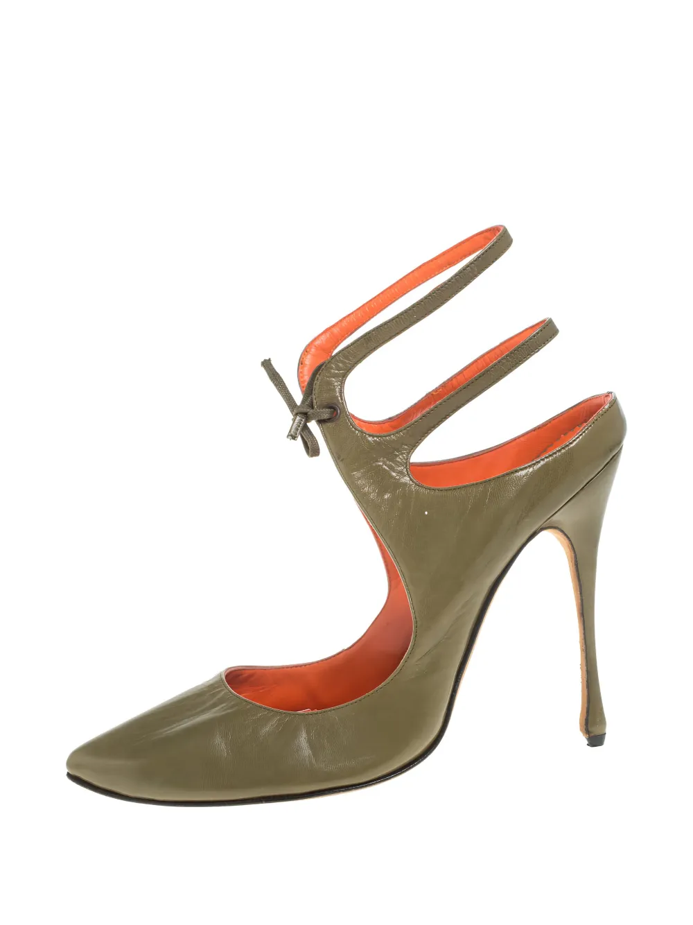 Manolo Blahnik pre-owned 115mm patent leather cut out pumps - グリーン Manolo Blahnik pre-owned 115mm patent leather cut out pumps - グリーン
