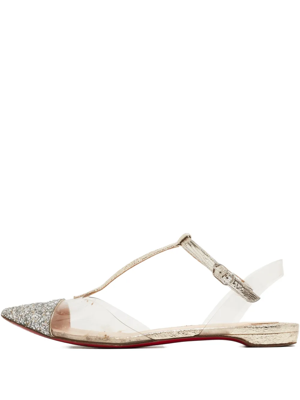 Christian Louboutin Pre-Owned グリッターフラットシューズ - シルバートーン Christian Louboutin Pre-Owned グリッターフラットシューズ - シルバートーン