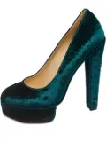 Charlotte Olympia 2024 pre-owned Dolly velvet platform pumps - Green