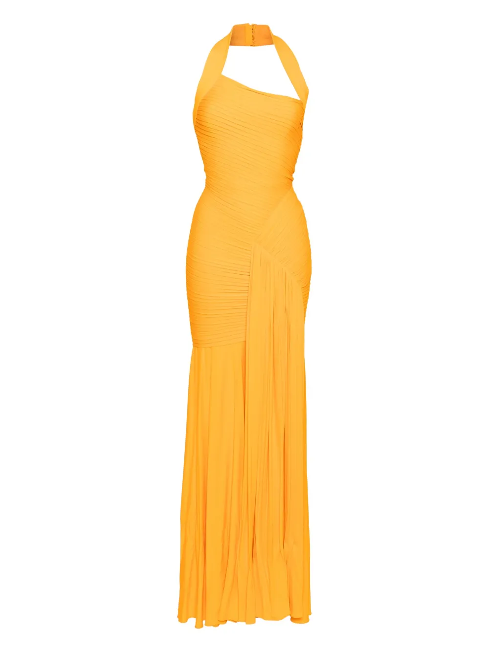 Herve L. Leroux asymmetric halter hand draped fishtail gown | Yellow | Image 1