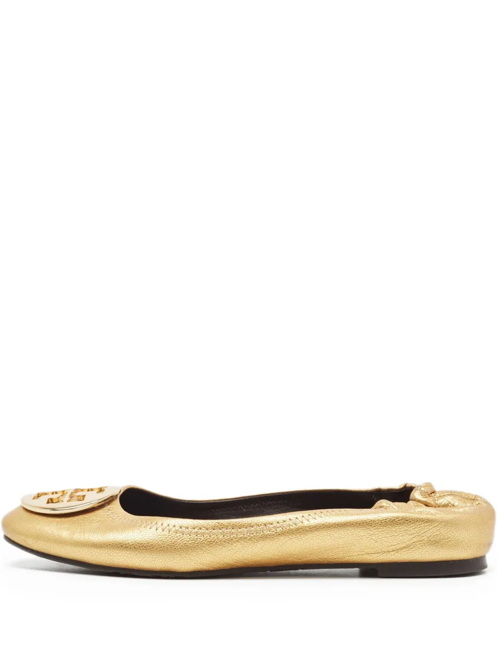 Tory Burch プレオウンド メタリックレザーフラットシューズ - ゴールドトーン Tory Burch プレオウンド メタリックレザーフラットシューズ - ゴールドトーン