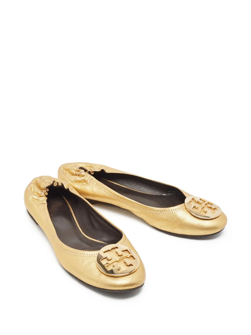 Tory Burch Pre-owned metallic leren ballerina's - Goud
