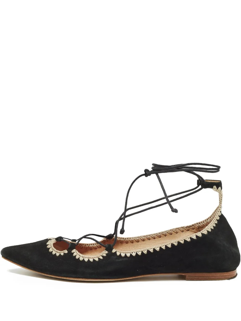 Carolina Herrera Vintage lace-up pointed ballet flats | Black | Image 1