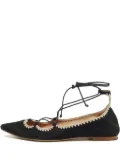 Carolina Herrera Vintage lace-up pointed ballet flats - Black