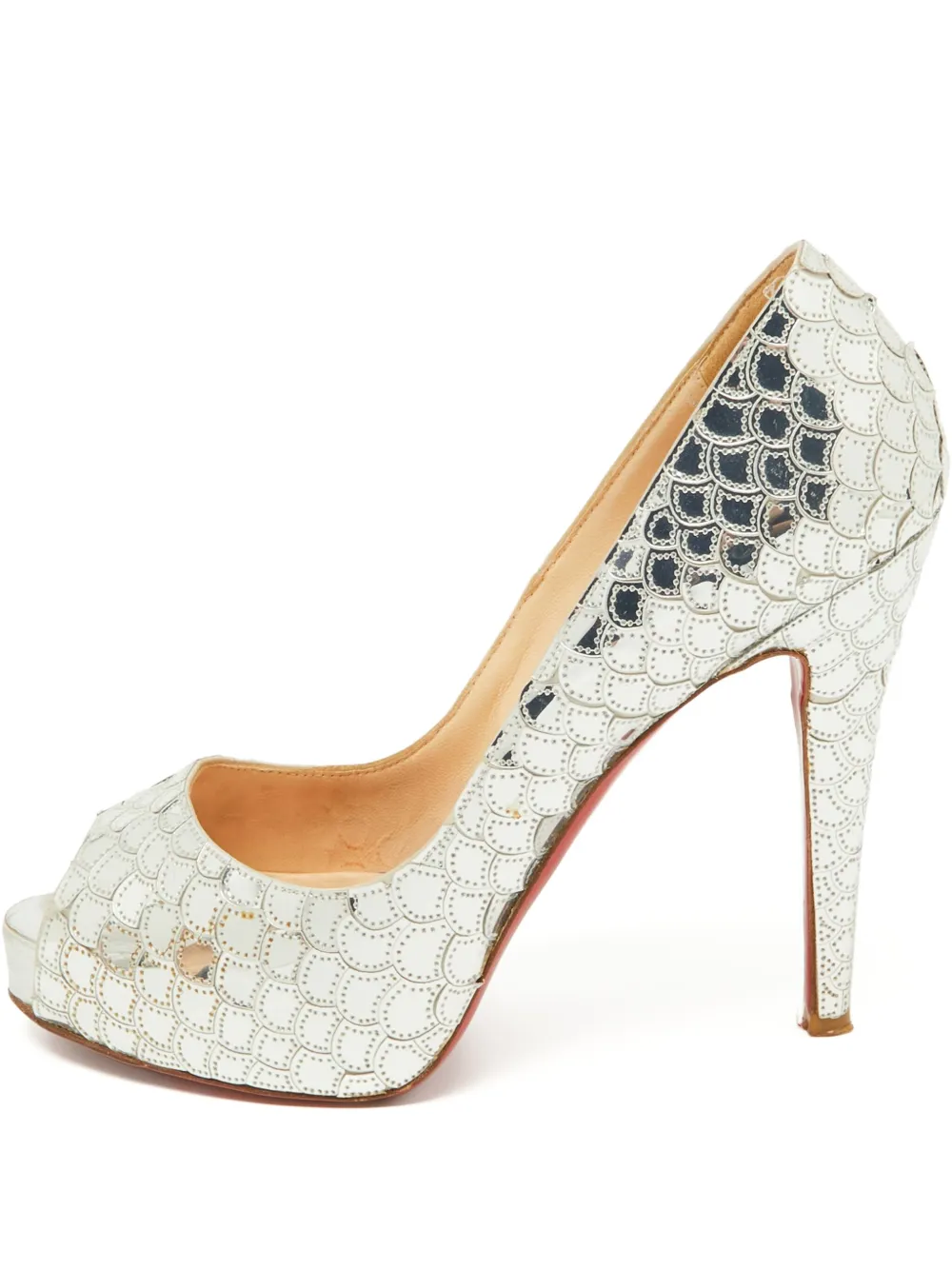 Christian Louboutin Pre-Owned 120mm scalloped sandals – Silver