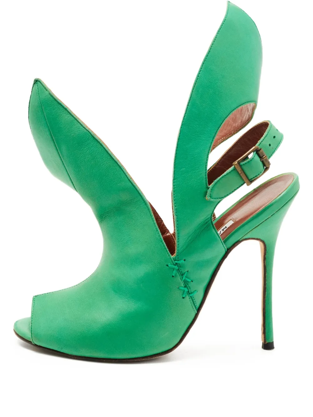 Pre-owned Manolo Blahnik  110mm Asymmetric Peep-toe Slingback Pumps