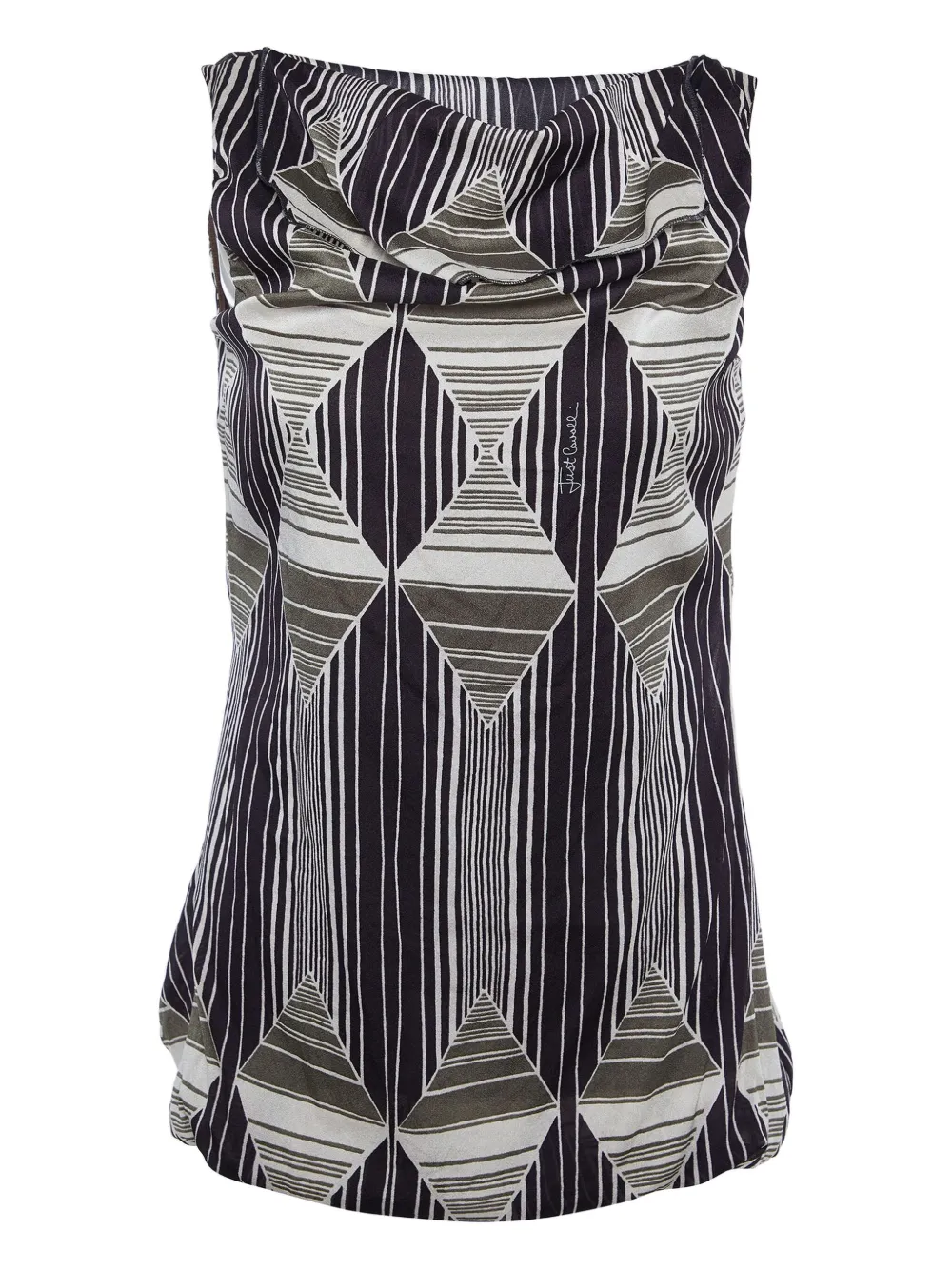 Just Cavalli Vintage ジオメトリックパターン カウルネック トップ - ブラウン Just Cavalli Vintage ジオメトリックパターン カウルネック トップ - ブラウン