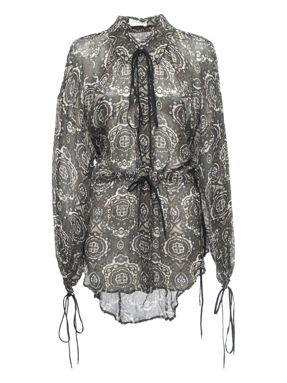 Chloé Pre-Owned paisley printed chiffon drawstring blouse | Grey | Image 1