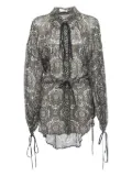 Chloé Pre-Owned paisley printed chiffon drawstring blouse - Grey