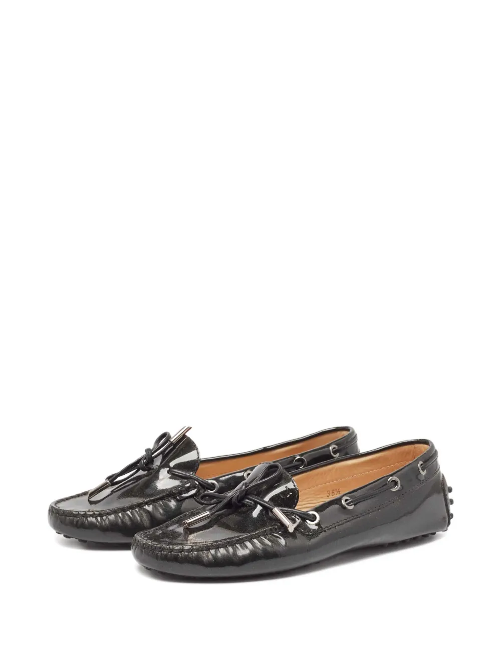 Tod's Vintage Lakleren loafers met strik - Zwart
