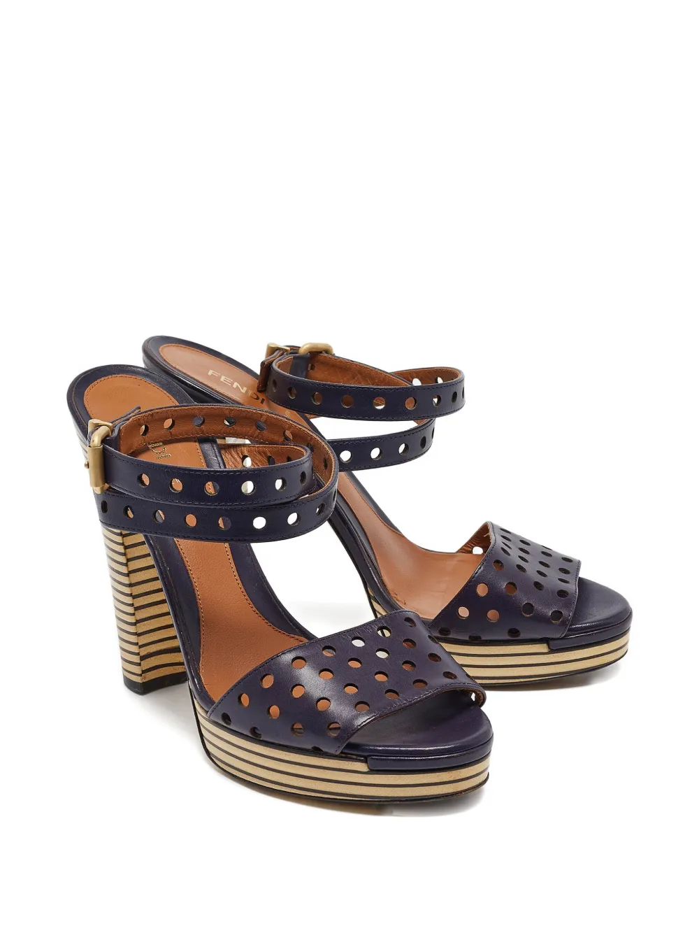 Fendi Pre-Owned 130 mm lakleren sandalen met plateauzool - Blauw