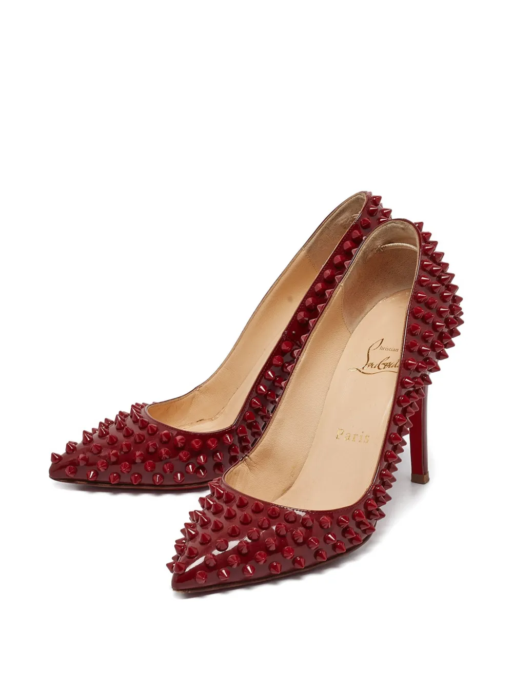 Christian Louboutin Pre-Owned 2024 100 mm Pigalle lakleren pumps met studs - Rood