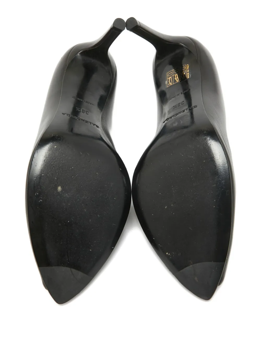 Pre-owned Balenciaga Leather Peep-toe Pumps